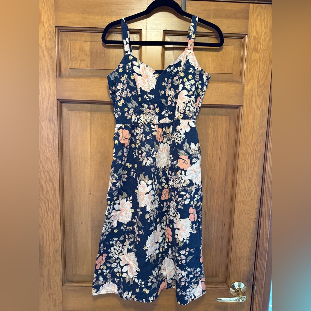 Cynthia Rowley Blue Pink Spaghetti Strap Sundress Midi